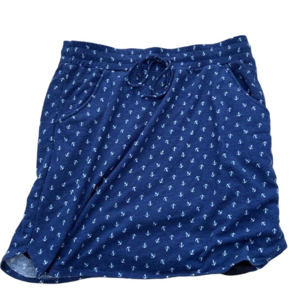 Renee C. Deep Blue Anchor Pattern Skirt